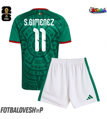 Mexiko Santiago Gimenez #11 Dětské Domácí Dres MS 2026 Krátký Rukáv (+ trenýrky)